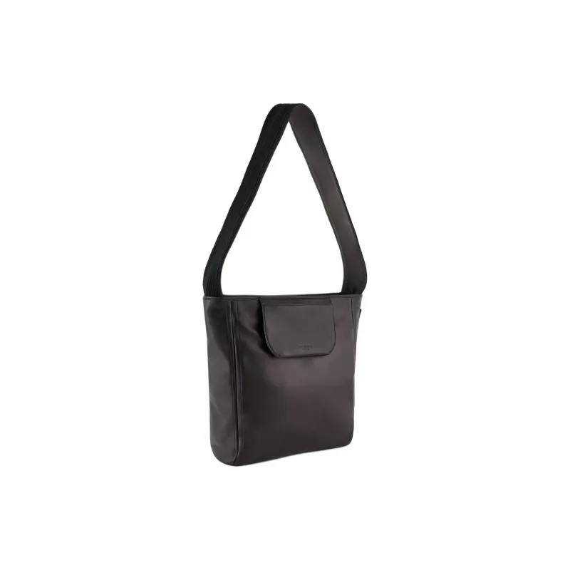 EMPORIO ARMANI Lambskin Shoulder Bag Medium Size Men's Black-1