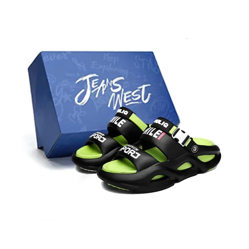 JEANSWEST Beach Sandals Unisex Black/White-15