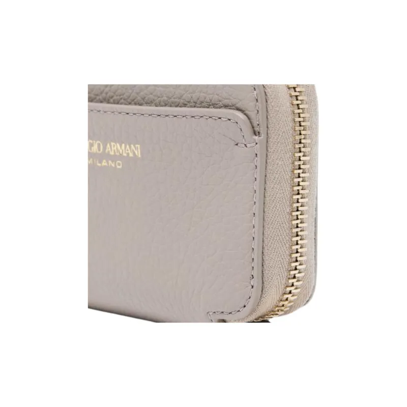 AMANI Cow Leather Wallet Mini Women's Beige-3
