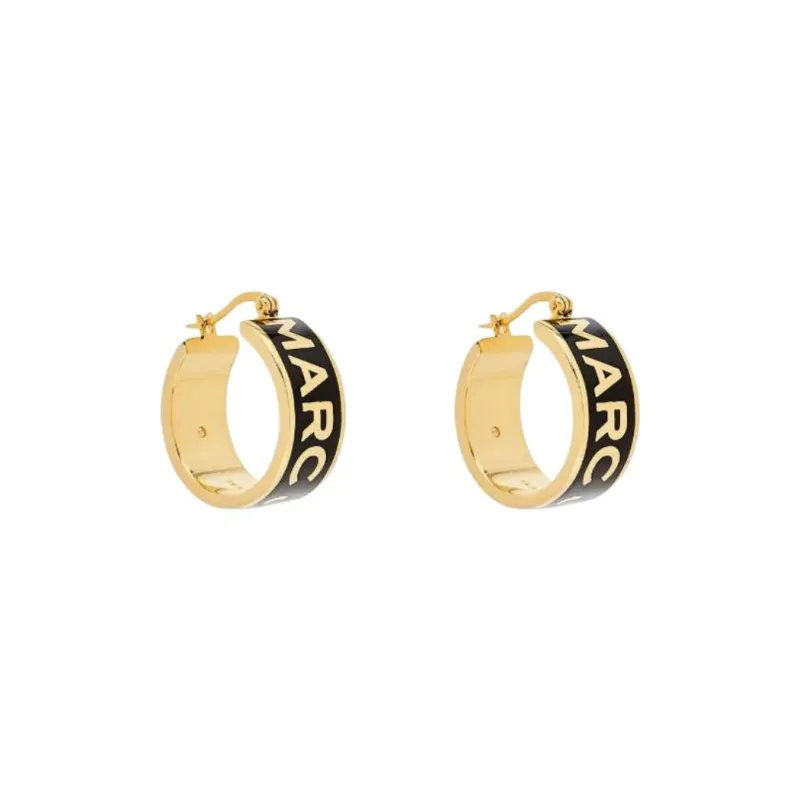 MARC JACOBS The Button Enamel Logo Hoop Earrings-1