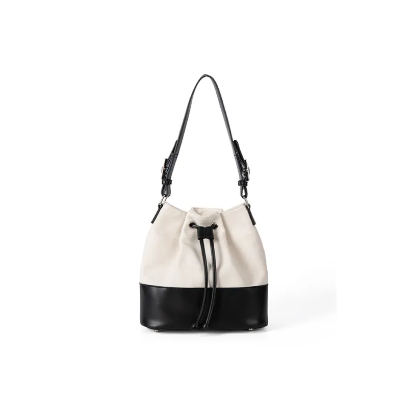 HAWA PU Stitched Canvas Bucket Bag, Shoulder Bag Women's Multicolor-5