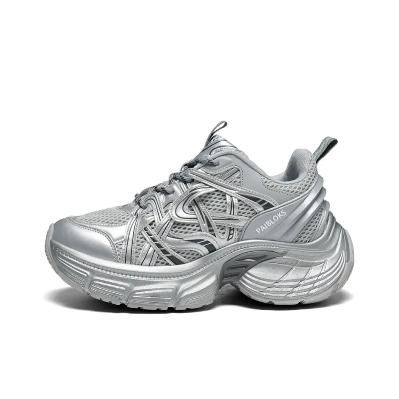 PAIBLOKS Abrasion Resistant Breathable Slip Resistant Low Top Chunky Sneakers Unisex-5