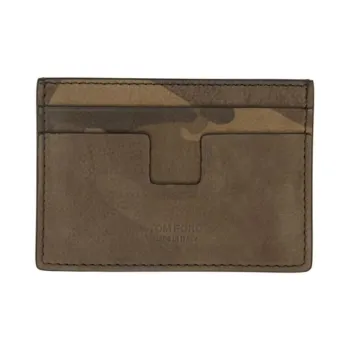 TF Cow Leather Card Holder Men's Khaki
