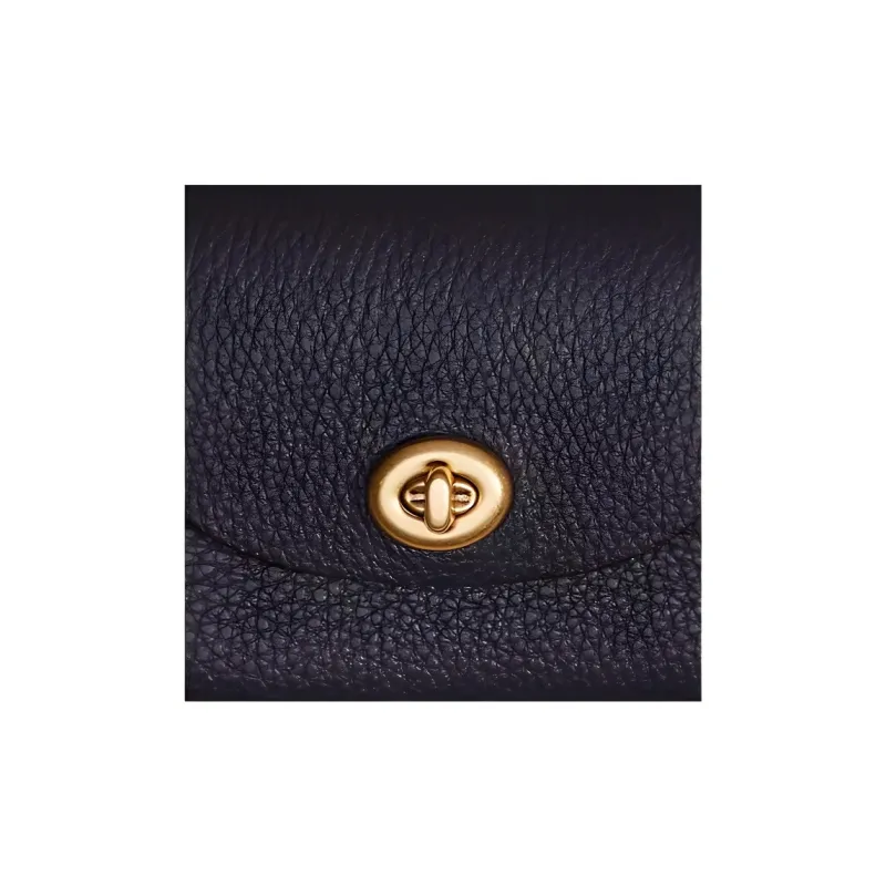 COACH Pouch Leather Coin Purse Wallet Clutch Women's Blue-2