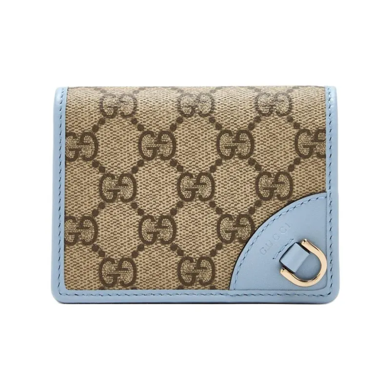 GUCCI Coated Canvas Wallet Mini Women's Blue & Brown-0