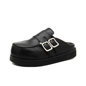 V ZERO FIVE Rubber Sole Quiet Closed Toe Slippers Unisex Black
