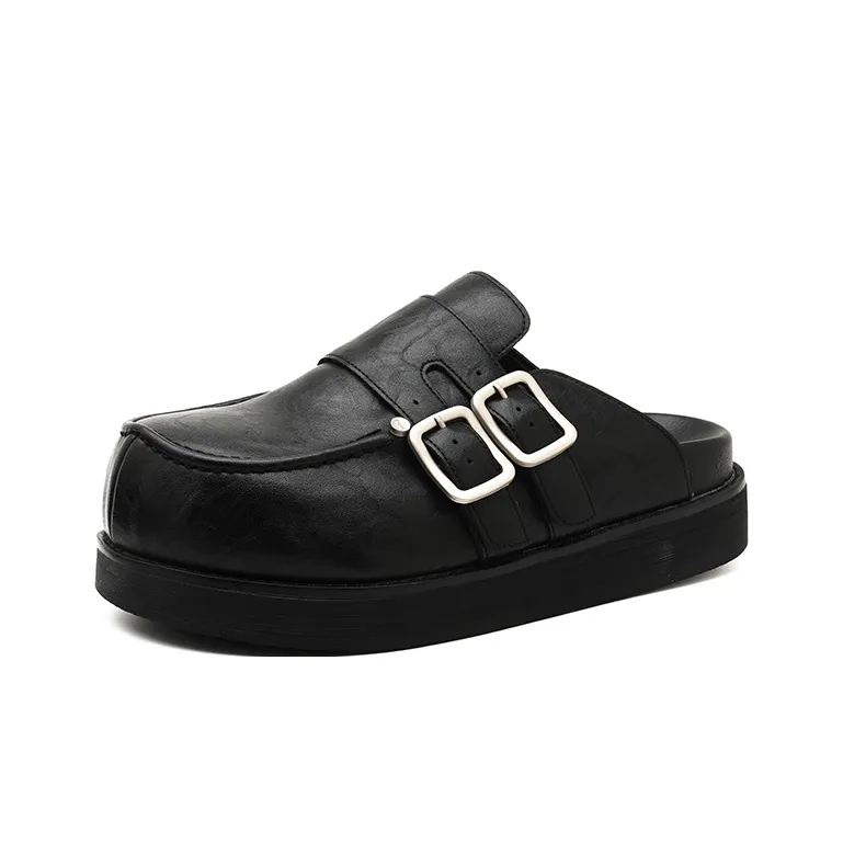 V ZERO FIVE Rubber Sole Quiet Closed Toe Slippers Unisex Black-0