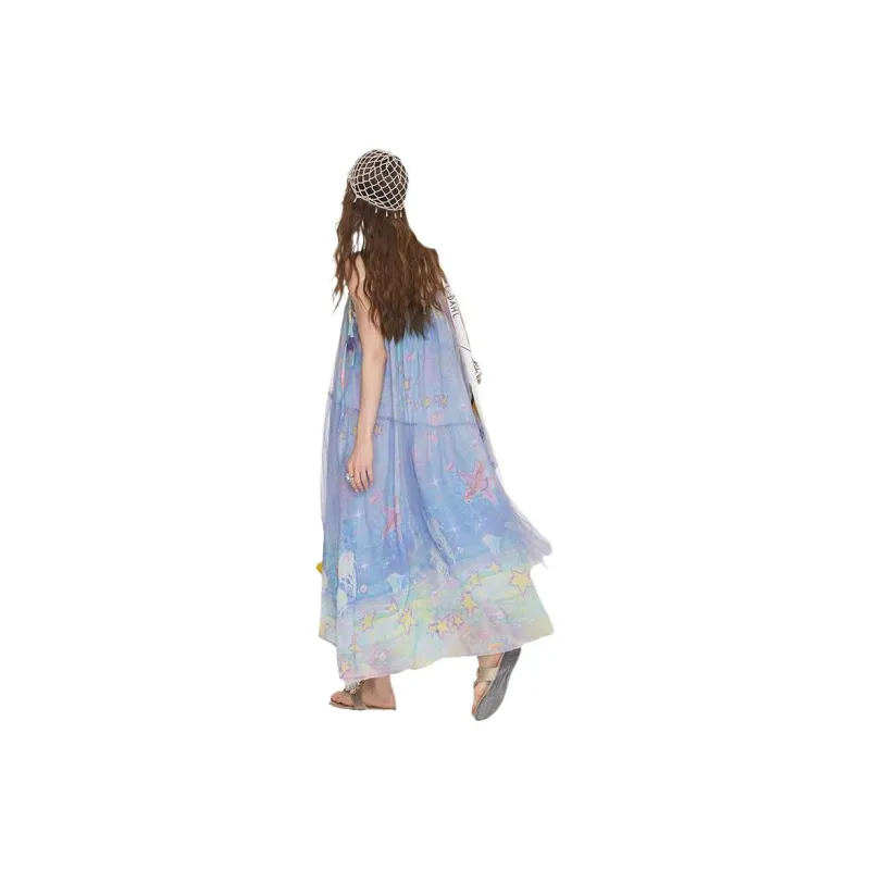 ELF SACK Slip Dresses Women's Phantom Sea Blue-1