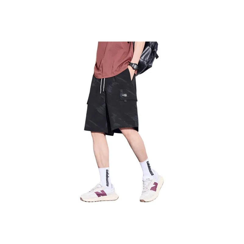 Menglaini Casual Shorts Unisex Black[Ice Silk Quick Dry Breathable]-0