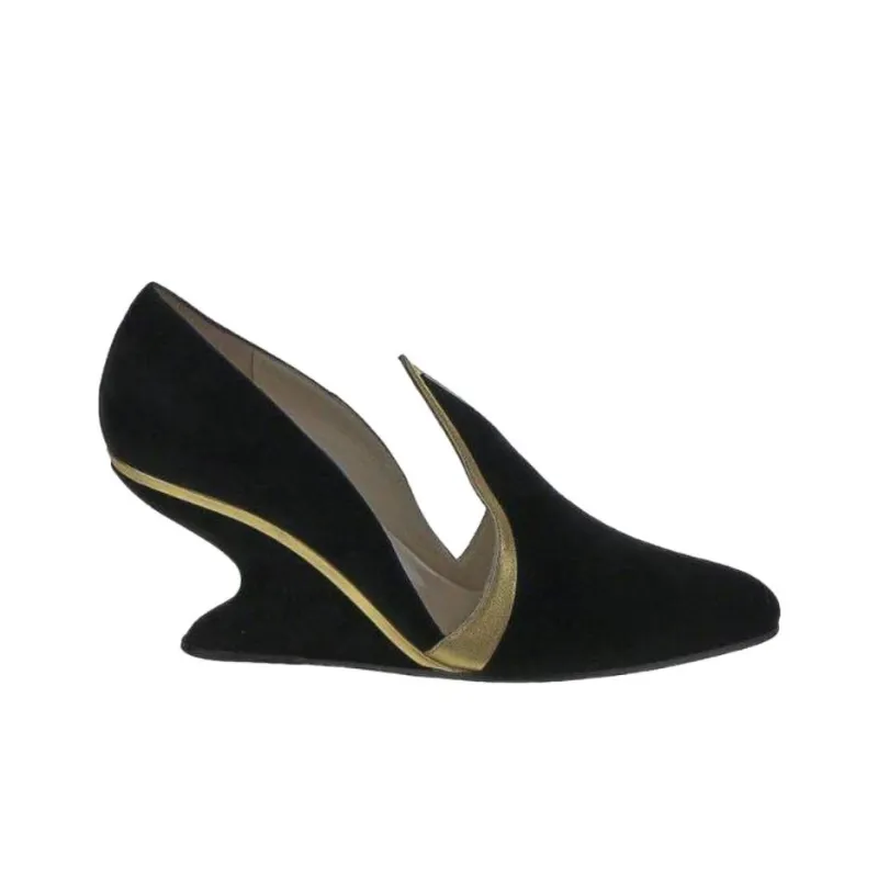FERRAGAMO Wedge Heel High Heels 9cm Women's Black-1