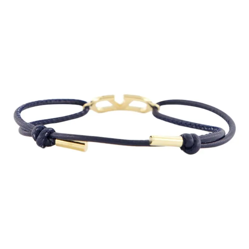 Valentino Nappa Leather Bracelets Unisex Marine Blue-1