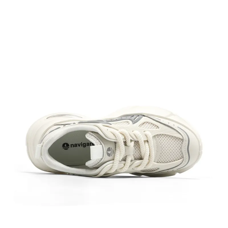 NAVIGARE Height Increasing Rebound Breathable Low Top Casual Shoes Men's White Gray-3