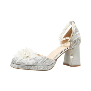 BIGTREE High Heels Women's Silver/Champagne