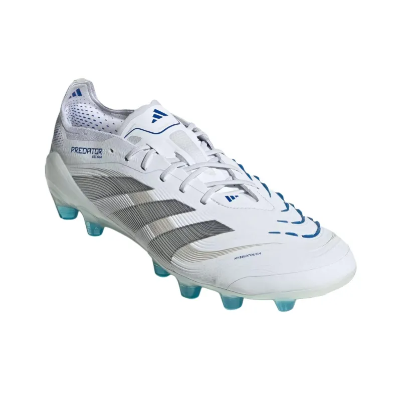 Adidas PREDATOR ELITE Soccer Shoes Unisex Low Top Cloud White/Metallic Silver/Bright Royal Blue-2