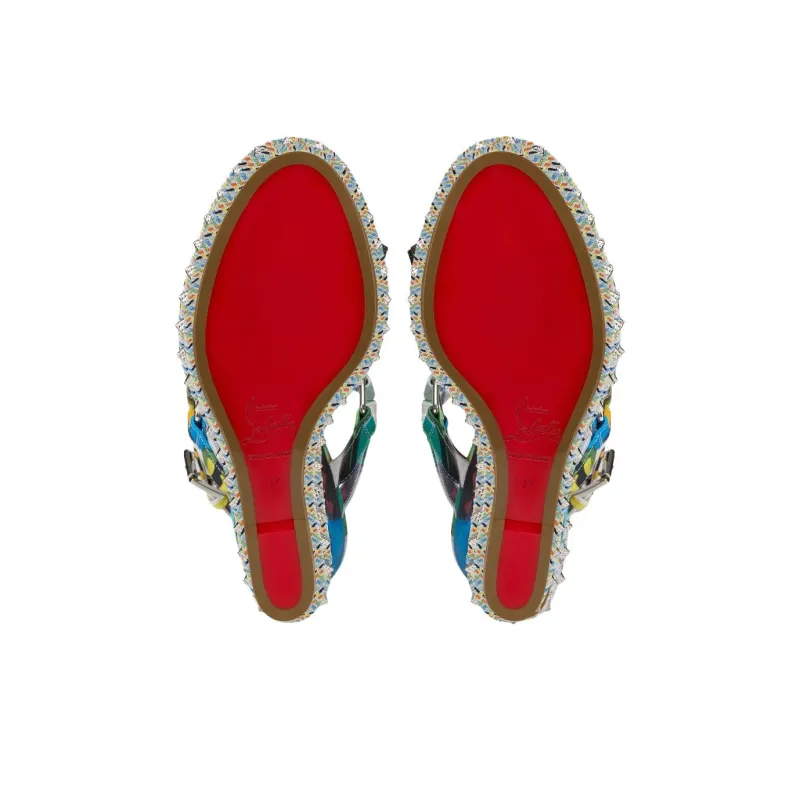 CL Pyraclou One Strap Sandals 11cm Women's Blue Yellow-4