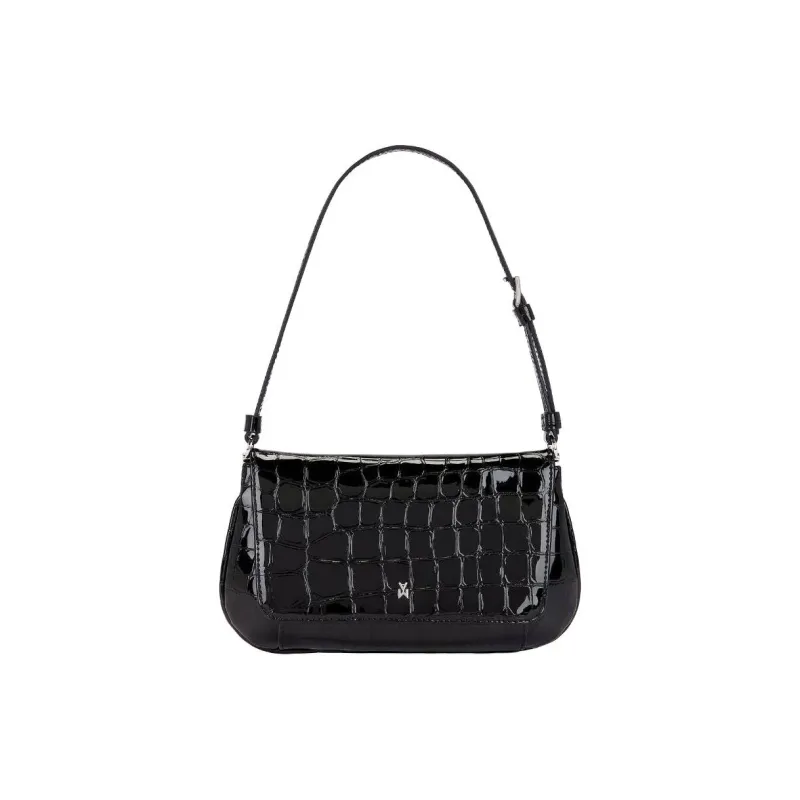AMINA MUADDI Patent Leather Shoulder Bag Mini Women's Black-2