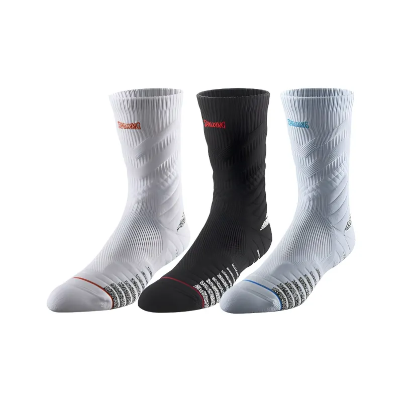 SPALDING Professional Basketball Socks Trendy Versatile Warm Elite Socks Comprehensive Training Unisex 3 Pack-16