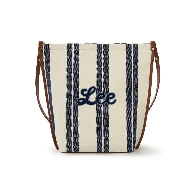 Lee Fabric Tote Bag, Shoulder Bag Large Size Regular Women's Blue White Stripes-0