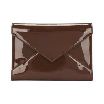 SAINT LAURENT Patent Leather Envelope Bag Passport Holder Women's Ox Blood Red
