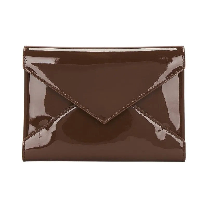 SAINT LAURENT Patent Leather Envelope Bag Passport Holder Women's Ox Blood Red-0