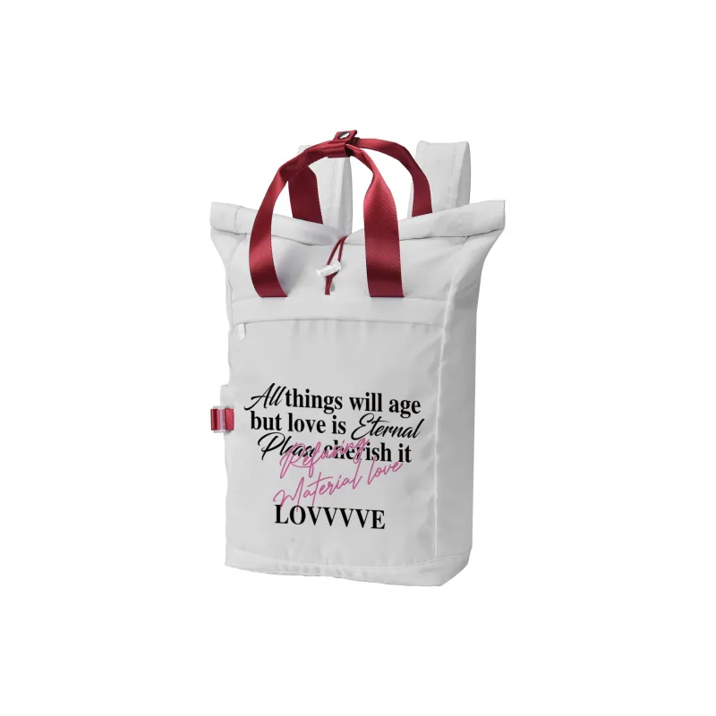 LOVVVVE Polyester Backpack Unisex Gray Red Contrast-2
