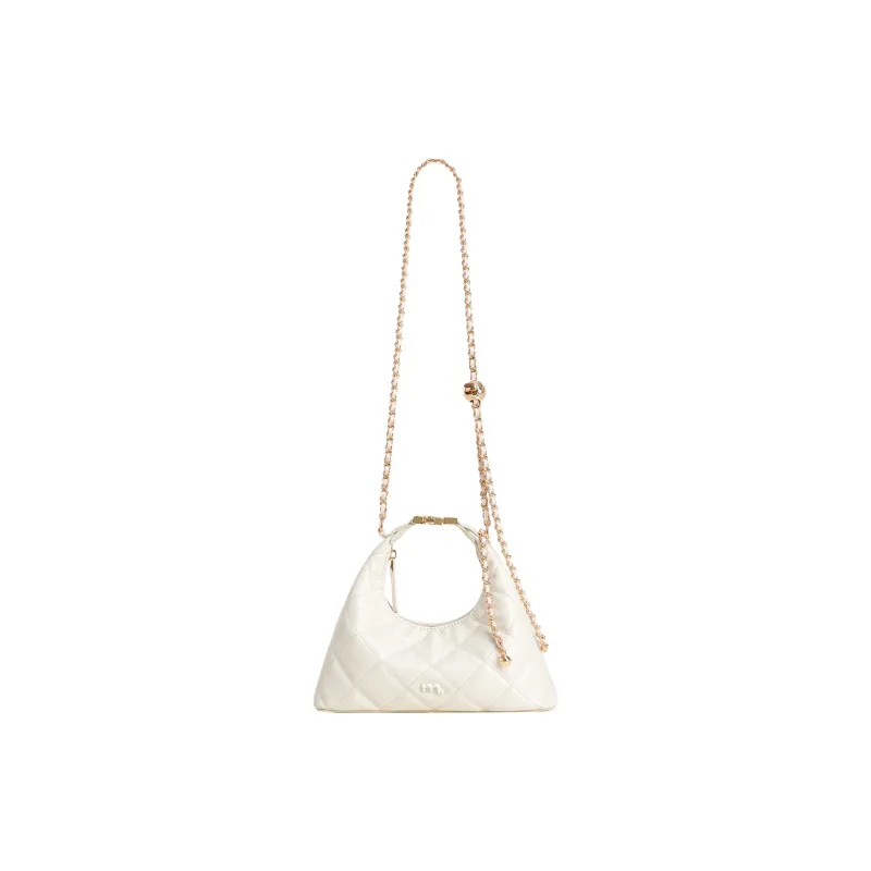 Miao Di Cow Leather Shoulder Bag, Crossbody Bag, Handbag Trumpets Women's Milkshake White-6
