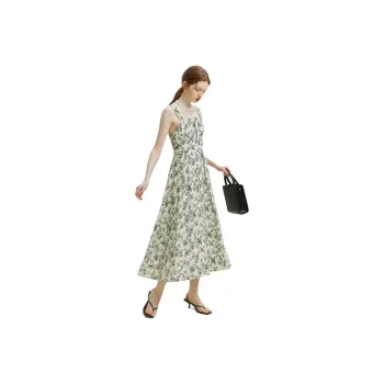 FANSILANEN Slip Dresses Women's Apricot Base With Ink Flower Print