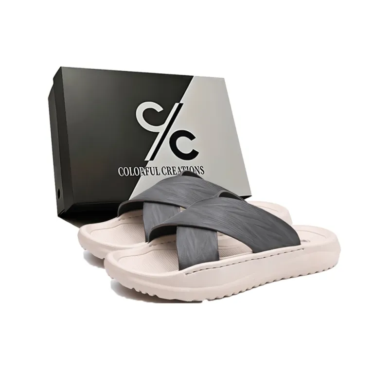 Colorful Creations Quiet Slip Resistant Abrasion Resistant Quick Dry Slide Slippers Men's Box-0