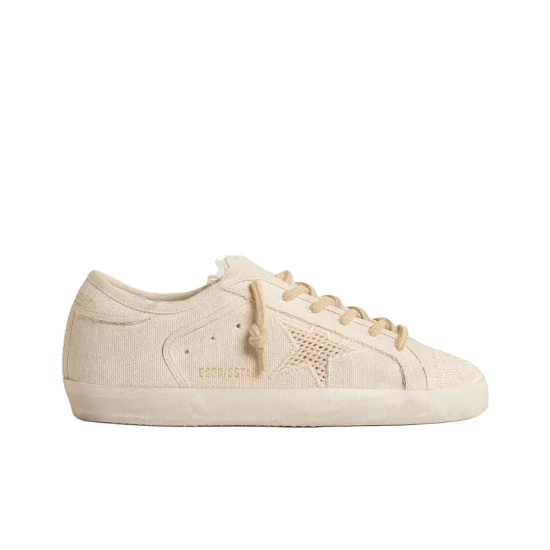 Golden Goose Super Star Low Top Canvas Shoes Women's Beige-1