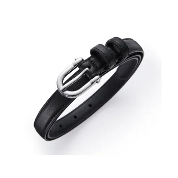 Jeccieziio Cow Leather Belts Women's Silver 2cm