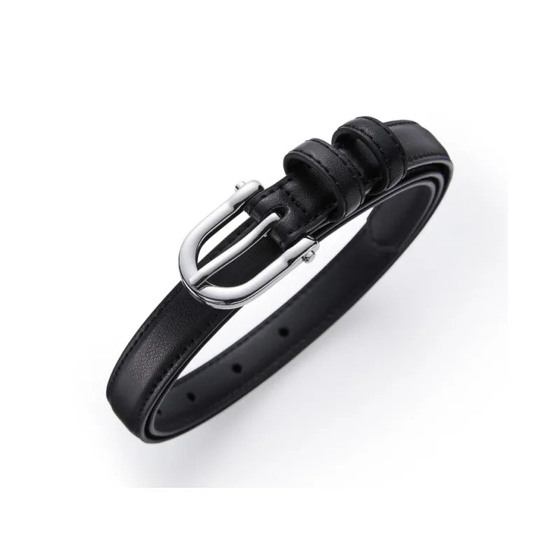 Jeccieziio Cow Leather Belts Women's Silver 2cm-3