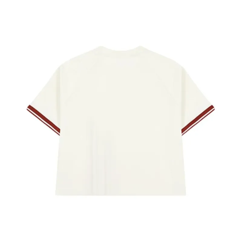 361° T Shirt Women's Cream White/Deep Red-1