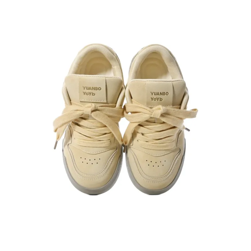 Ordifen Low Top Skateboard Shoes Women's Light Yellow-2