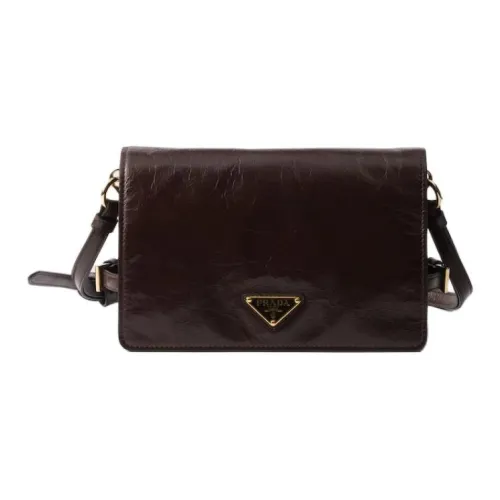 prada Match Calfskin Crossbody Bag, Shoulder Bag Women's Dark Brown