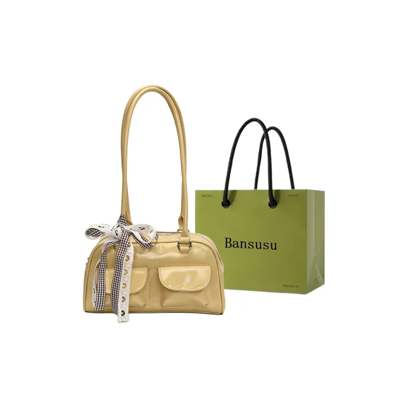 Bansusu PU Bowling Bag, Shoulder Bag Women's White/Black/Blue/Yellow-12
