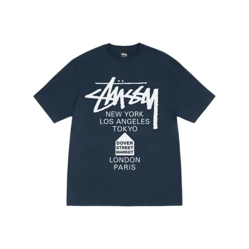 Stussy World Cruise Series T Shirts Unisex Marine Blue-0