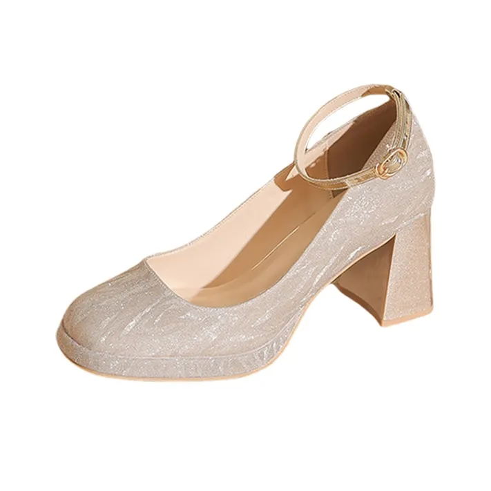 BIGTREE High Heels Women's Champagne Gold/Silver-0
