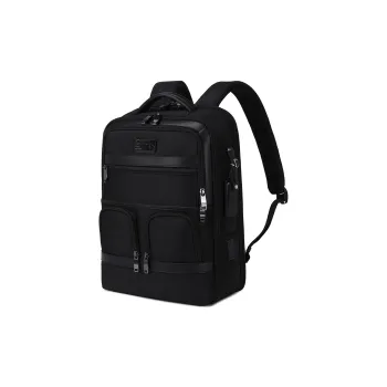 QRST Nylon Backpack Laptop Bag Men's Black