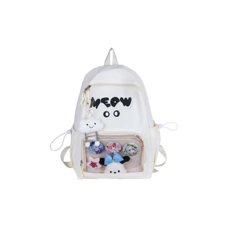 Meow In The Grass Nylon Backpack Unisex Multicolor-0