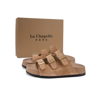 La Chapelle Slip Resistant Abrasion Resistant Slide Slippers Women's Brown