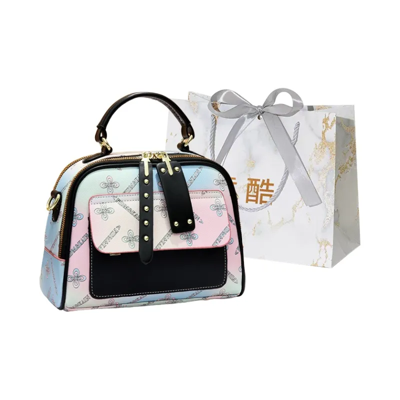 Cool PU One Shoulder Handbag Women's Multicolor-4