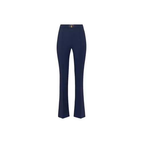 Elisabetta Franchi Horsebit Stretch Crepe Palazzo Trousers