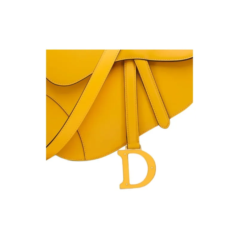 DIOR Smooth Calf Leather One Shoulder Handbag Women's Sunshine Yellow-5