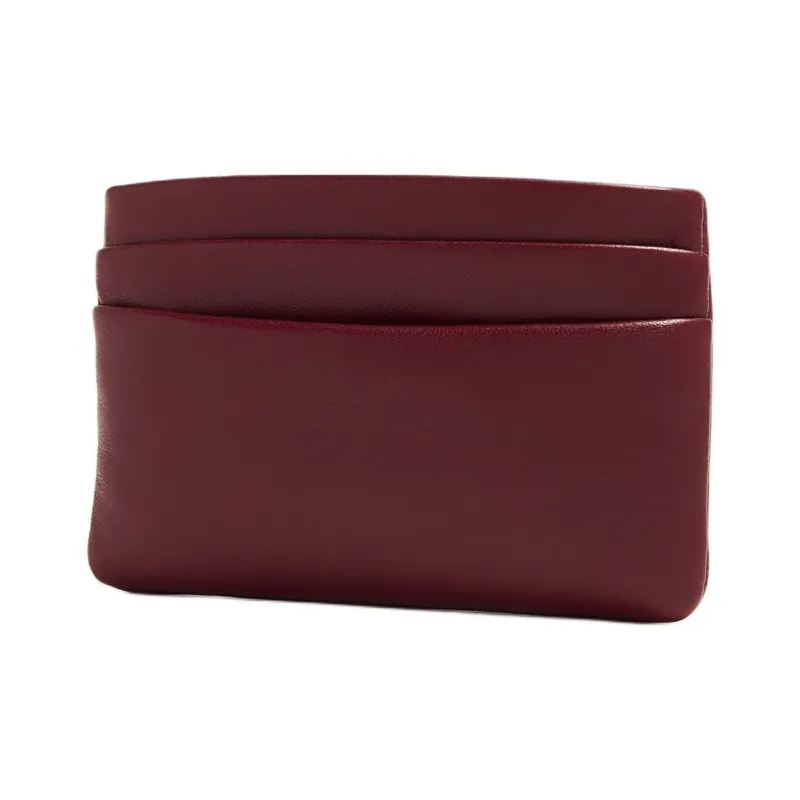 SAINT LAURENT Burgundy Leather Card Holder Women's Red-1