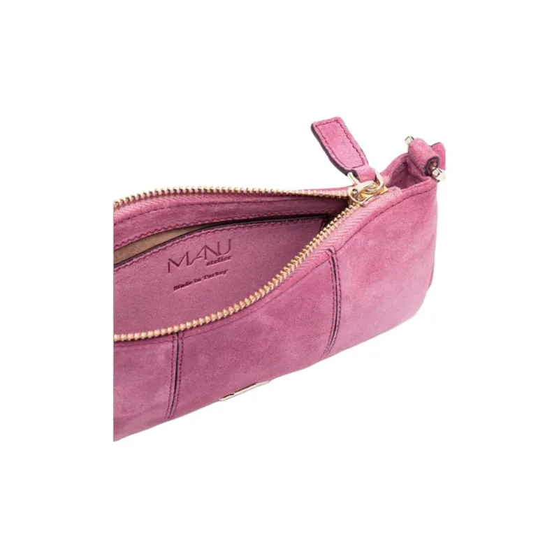 Manu Atelier PITA Series Suede Shoulder Bag Women's Pink-3
