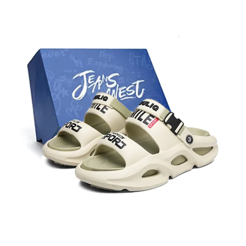 JEANSWEST Beach Sandals Unisex Black/White-35