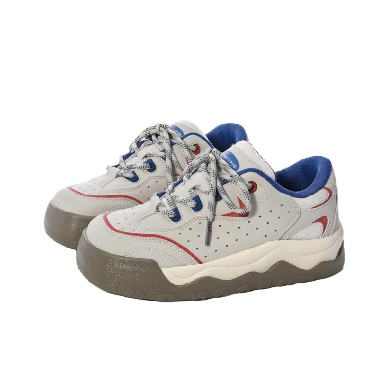 Ordifen Low Top Skateboard Shoes Women's Red Blue-1