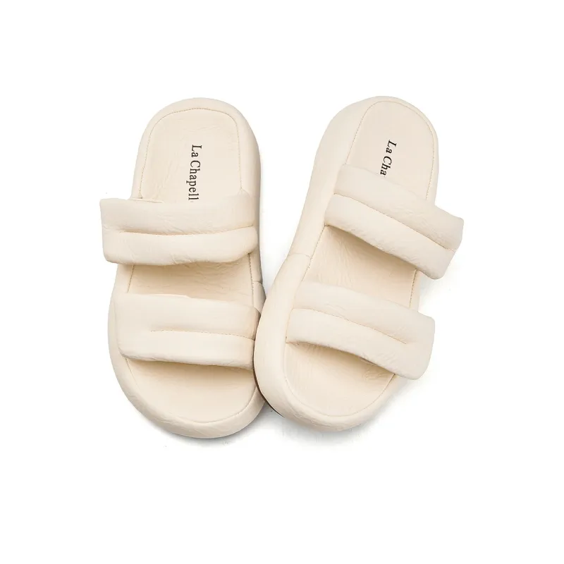 La Chapelle Slip Resistant Abrasion Resistant Slide Slippers Women's Beige-1