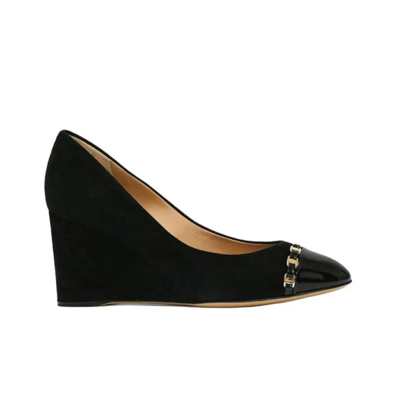 FERRAGAMO Wedge Heel High Heels Women's Black-1