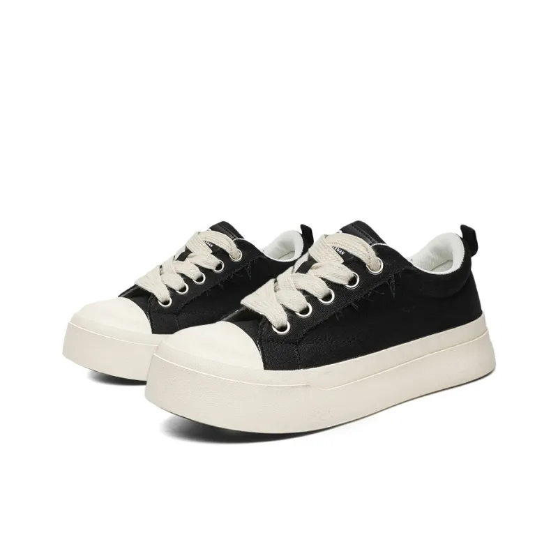 OUGLEMEN Low Top Canvas Shoes Men's Black Box-2